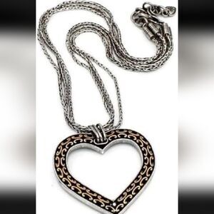 Brighton Seville Large Heart Reversilbe Two-Tone Retired Pendant Necklace
